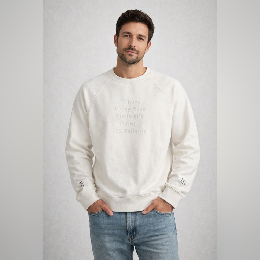 Lex Talionis all white pullover sweat shirt